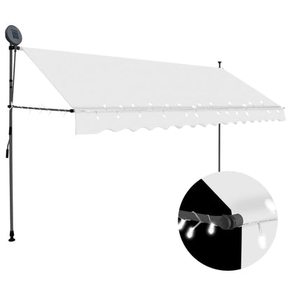 Tenda da Sole Retrattile Manuale con LED 350 cm Crema - homemem39