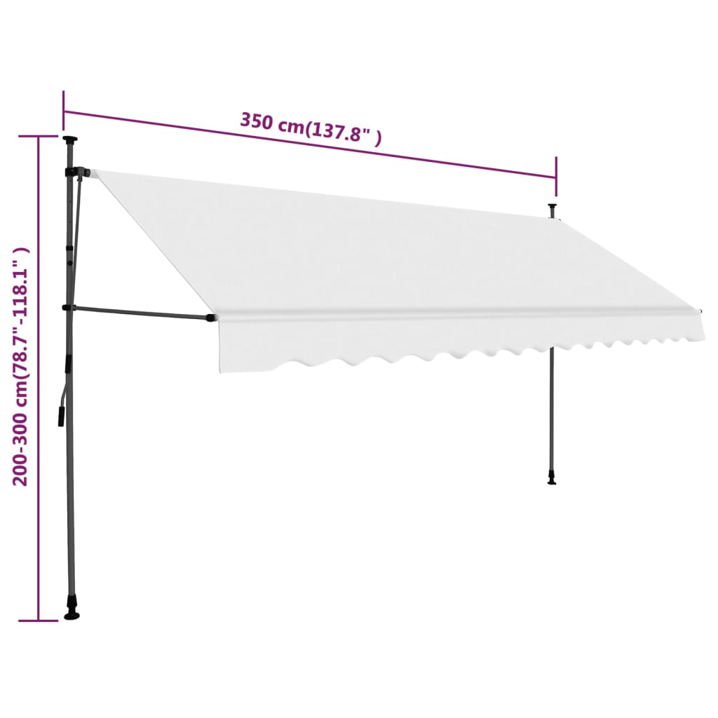 Tenda da Sole Retrattile Manuale con LED 350 cm Crema - homemem39