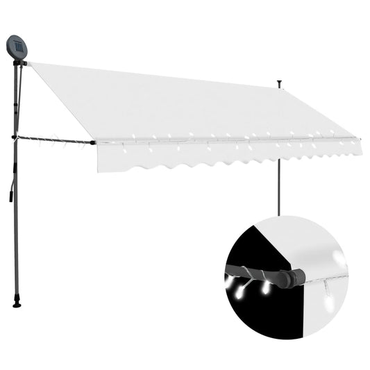 Tenda da Sole Retrattile Manuale con LED 400 cm Crema - homemem39