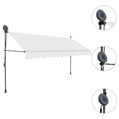 Tenda da Sole Retrattile Manuale con LED 400 cm Crema - homemem39