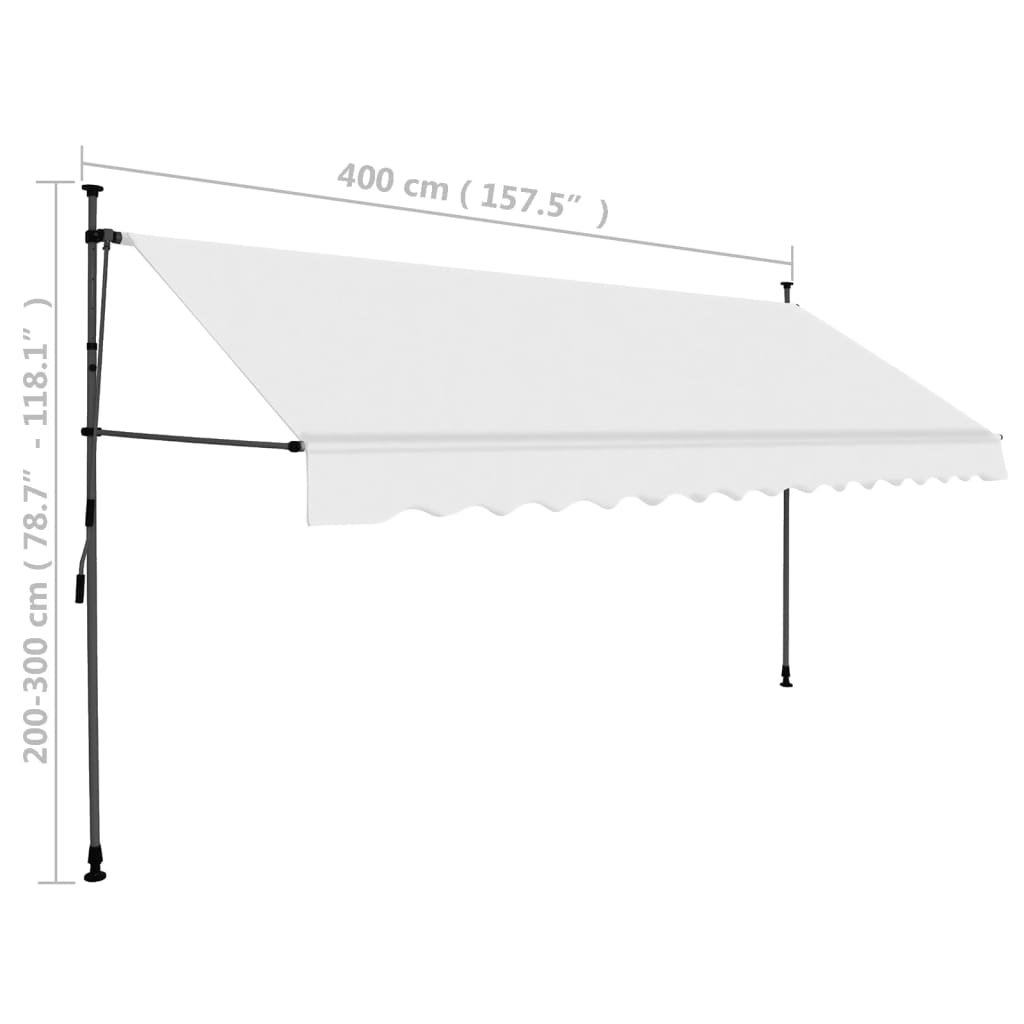 Tenda da Sole Retrattile Manuale con LED 400 cm Crema - homemem39