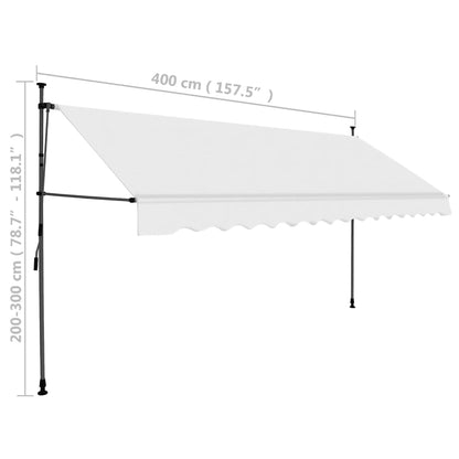 Tenda da Sole Retrattile Manuale con LED 400 cm Crema - homemem39