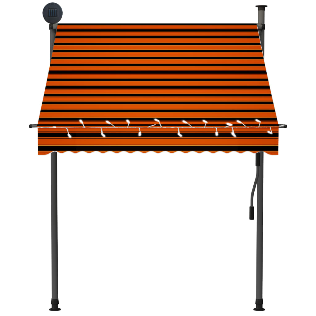Tenda da Sole Retrattile Manuale LED 150 cm Arancione e Marrone - homemem39