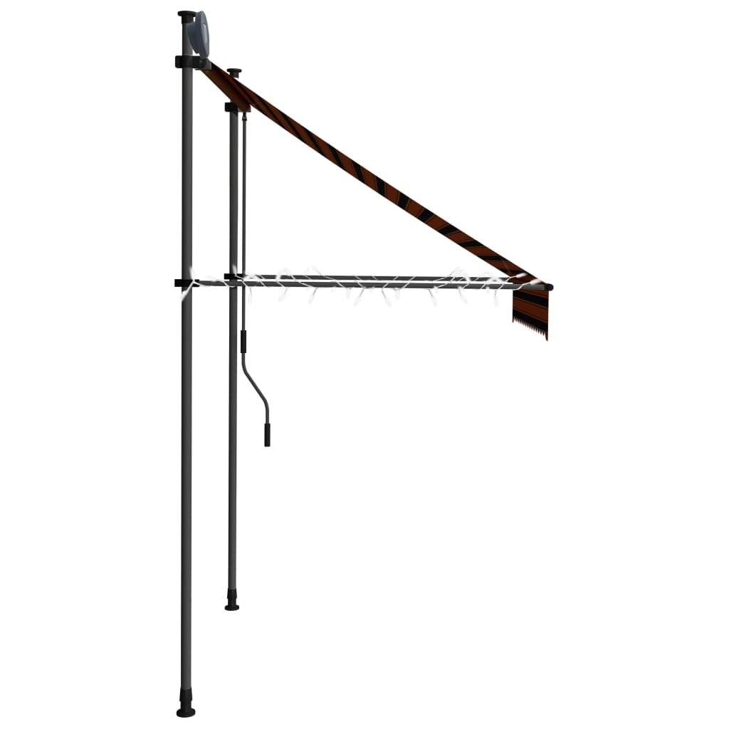 Tenda da Sole Retrattile Manuale LED 150 cm Arancione e Marrone - homemem39