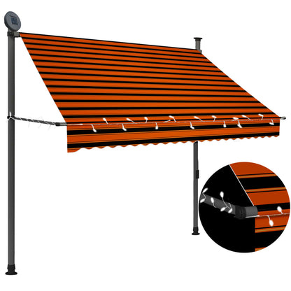 Tenda da Sole Retrattile Manuale LED 200 cm Arancione e Marrone - homemem39