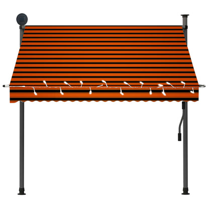 Tenda da Sole Retrattile Manuale LED 200 cm Arancione e Marrone - homemem39