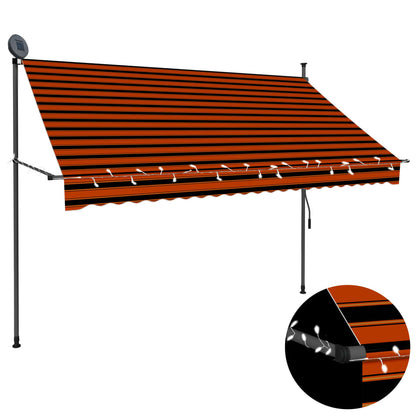 Tenda da Sole Retrattile Manuale LED 250 cm Arancione e Marrone - homemem39