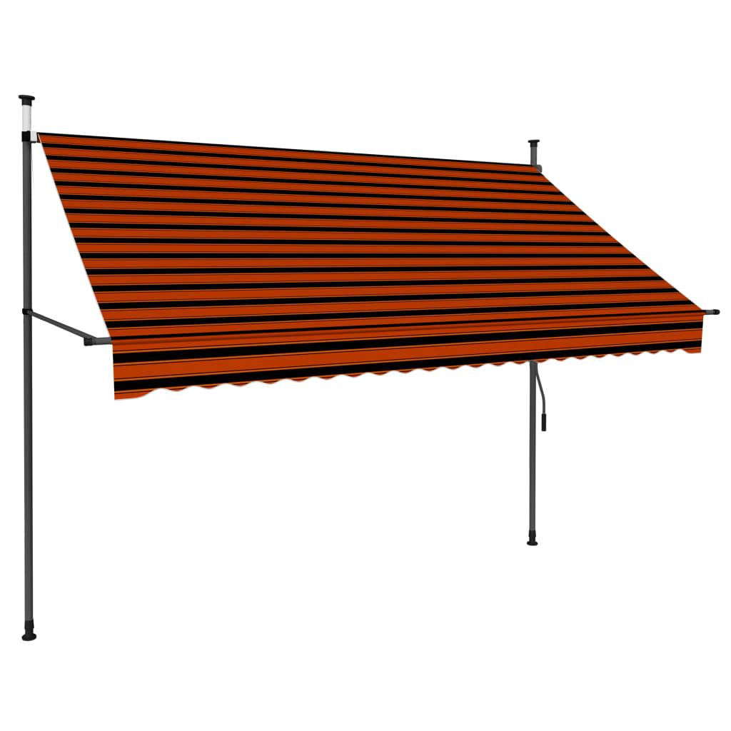 Tenda da Sole Retrattile Manuale LED 250 cm Arancione e Marrone - homemem39