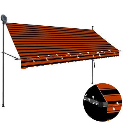 Tenda da Sole Retrattile Manuale LED 300 cm Arancione e Marrone - homemem39