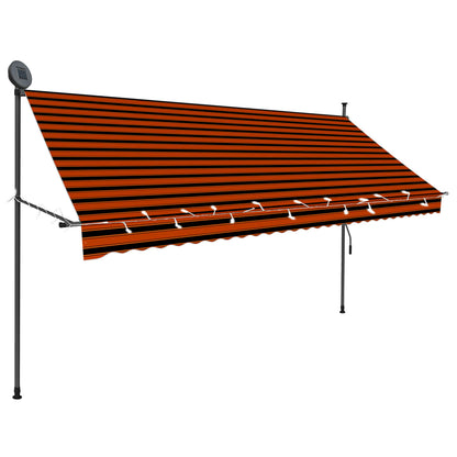 Tenda da Sole Retrattile Manuale LED 300 cm Arancione e Marrone - homemem39
