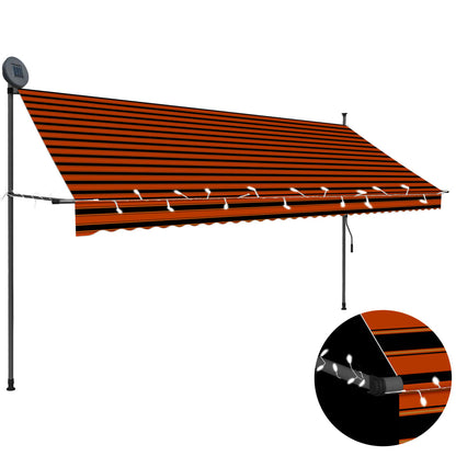 Tenda da Sole Retrattile Manuale LED 350 cm Arancione e Marrone - homemem39