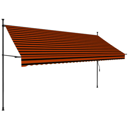 Tenda da Sole Retrattile Manuale LED 350 cm Arancione e Marrone - homemem39