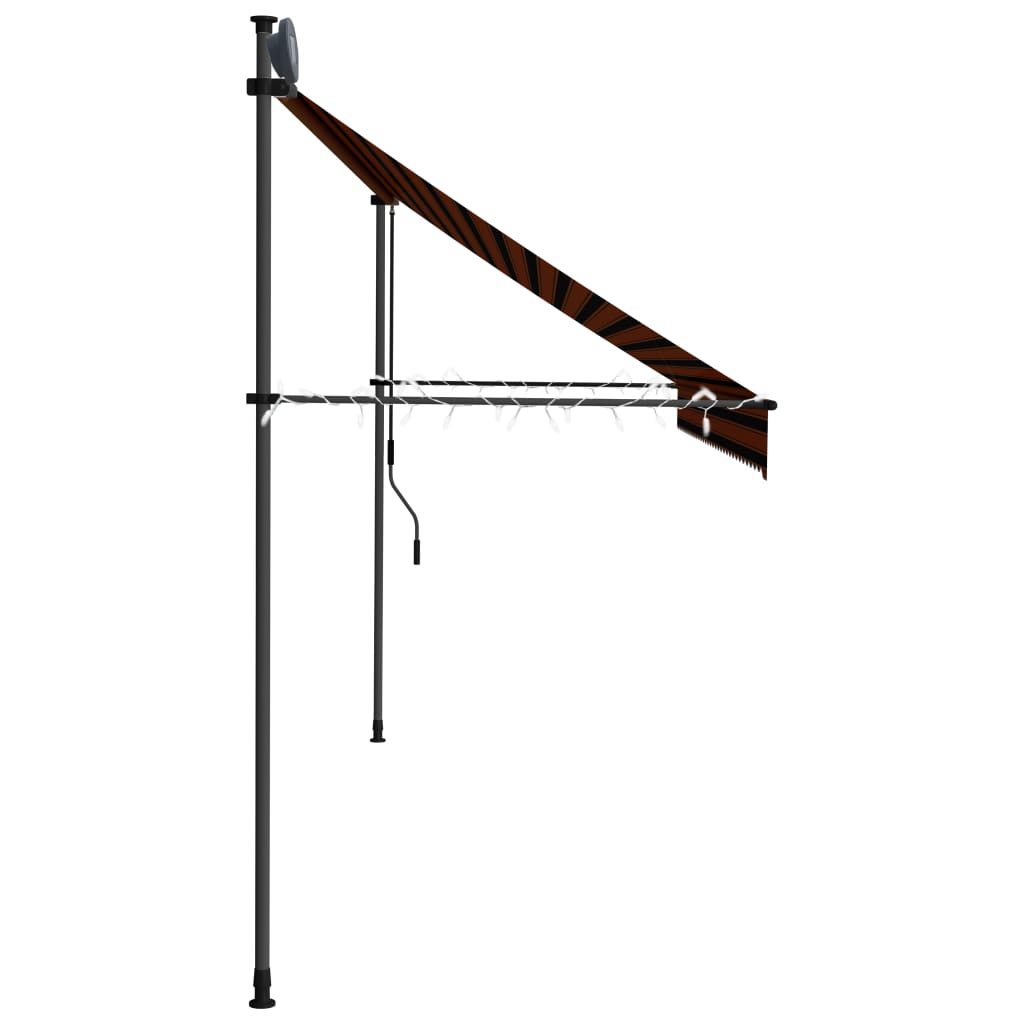 Tenda da Sole Retrattile Manuale LED 350 cm Arancione e Marrone - homemem39