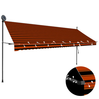 Tenda da Sole Retrattile Manuale LED 400 cm Arancione e Marrone - homemem39
