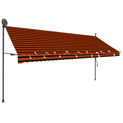 Tenda da Sole Retrattile Manuale LED 400 cm Arancione e Marrone - homemem39