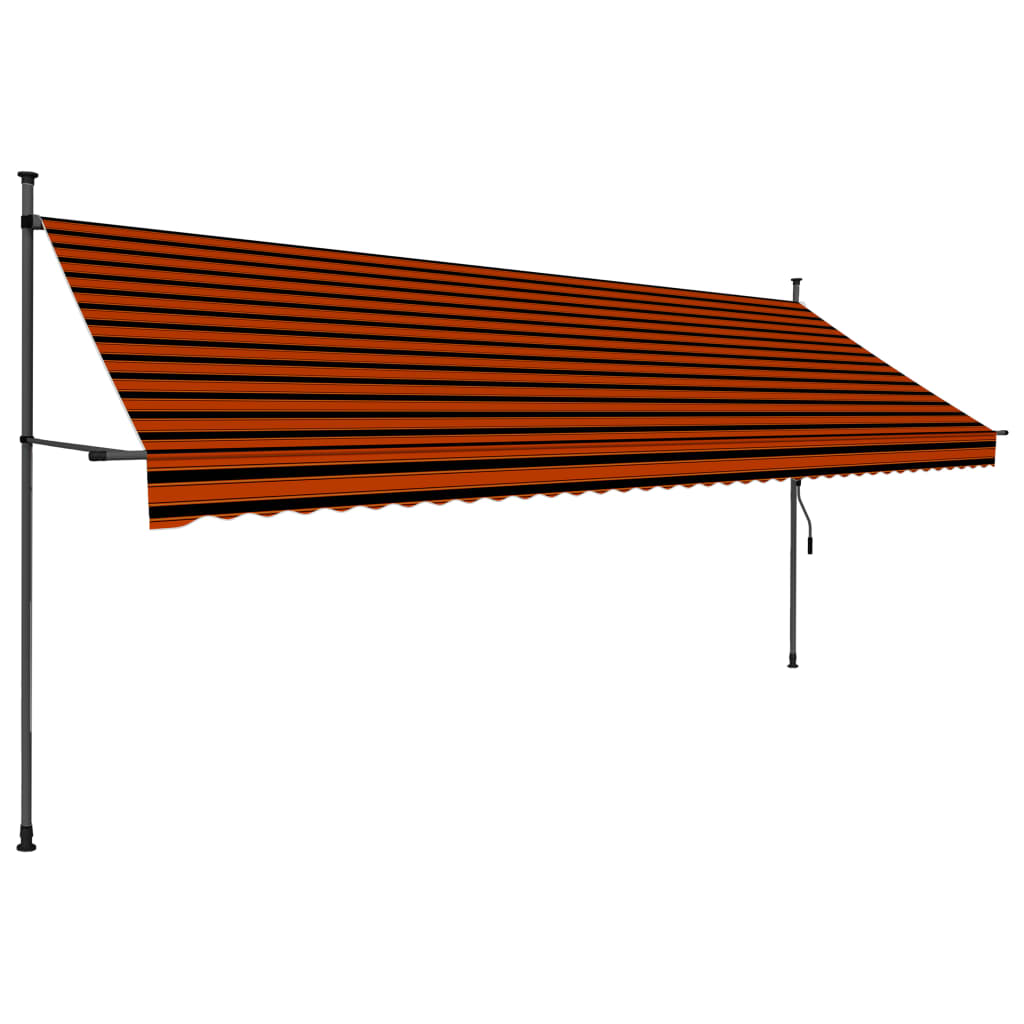 Tenda da Sole Retrattile Manuale LED 400 cm Arancione e Marrone - homemem39