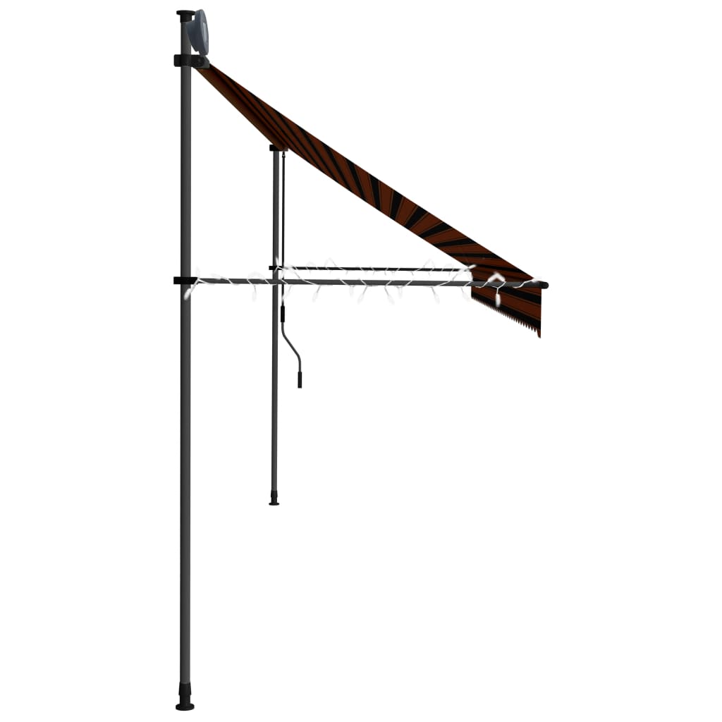 Tenda da Sole Retrattile Manuale LED 400 cm Arancione e Marrone - homemem39