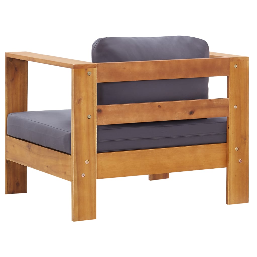 Sedia da Giardino con Cuscino Grigio Scuro in Legno di Acacia - homemem39