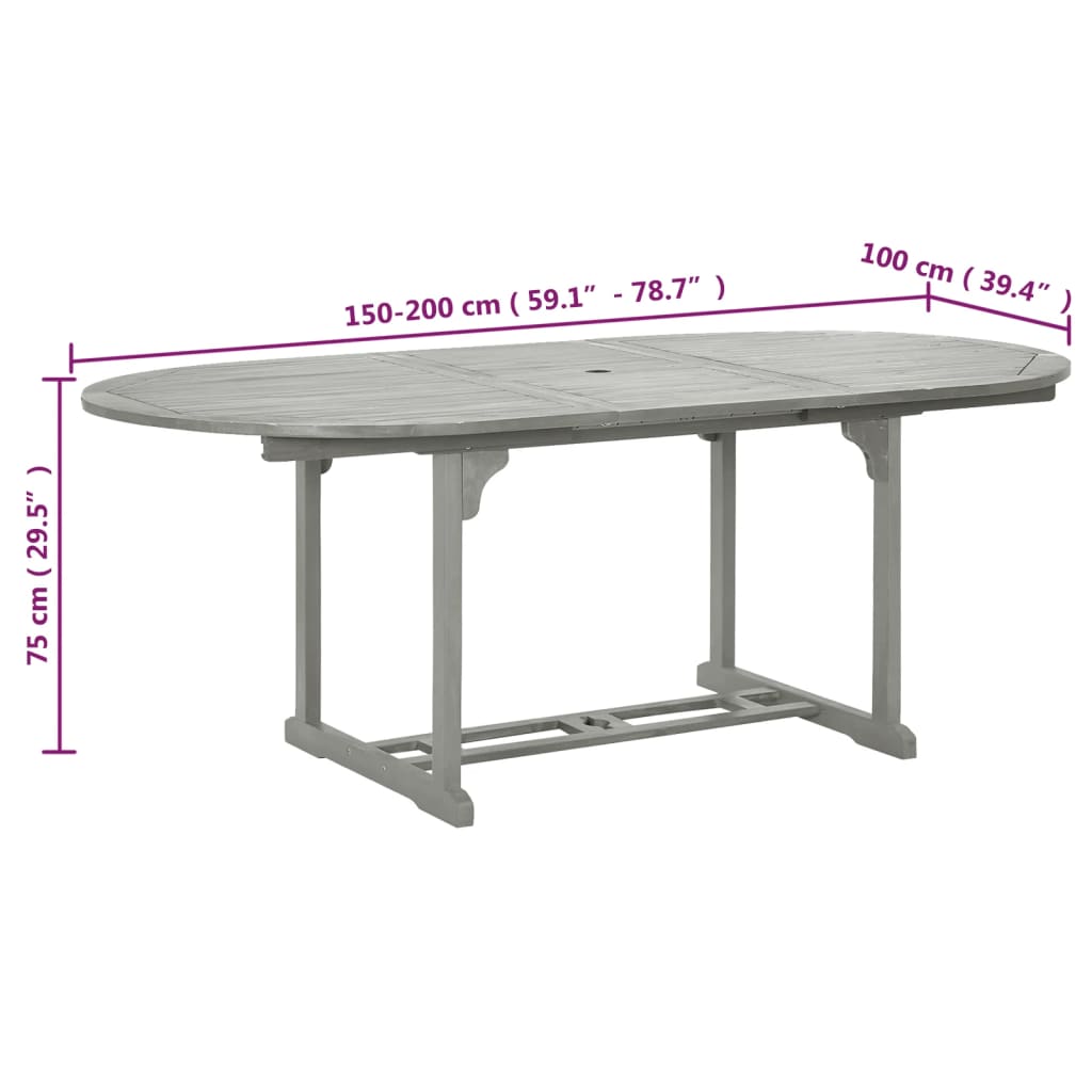 Tavolo da Giardino Grigio 200x100x75 cm in Legno di Acacia - homemem39