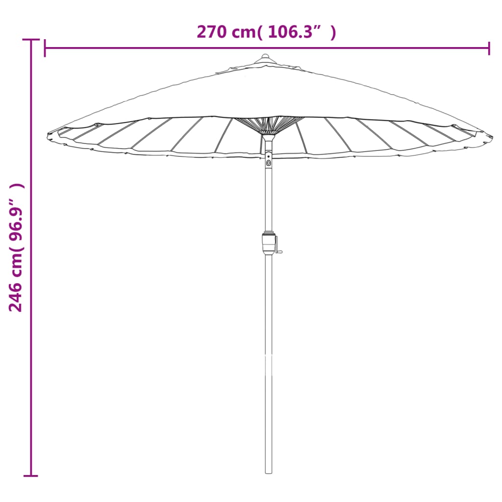 Ombrellone da Esterni con Palo in Alluminio 270 cm Nero - homemem39