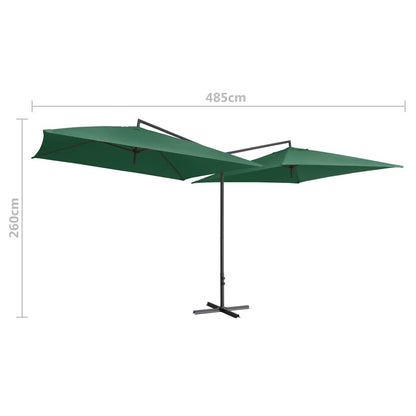 Ombrellone Doppio con Palo in Acciaio 250x250 cm Verde - homemem39