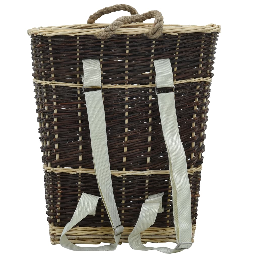 Cesta per Legna con Spallacci 44,5x37x50cm Salice Naturale - homemem39