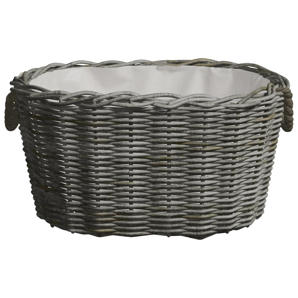 Cesta per Legna con Maniglie 60x40x28 cm Grigia in Salice - homemem39