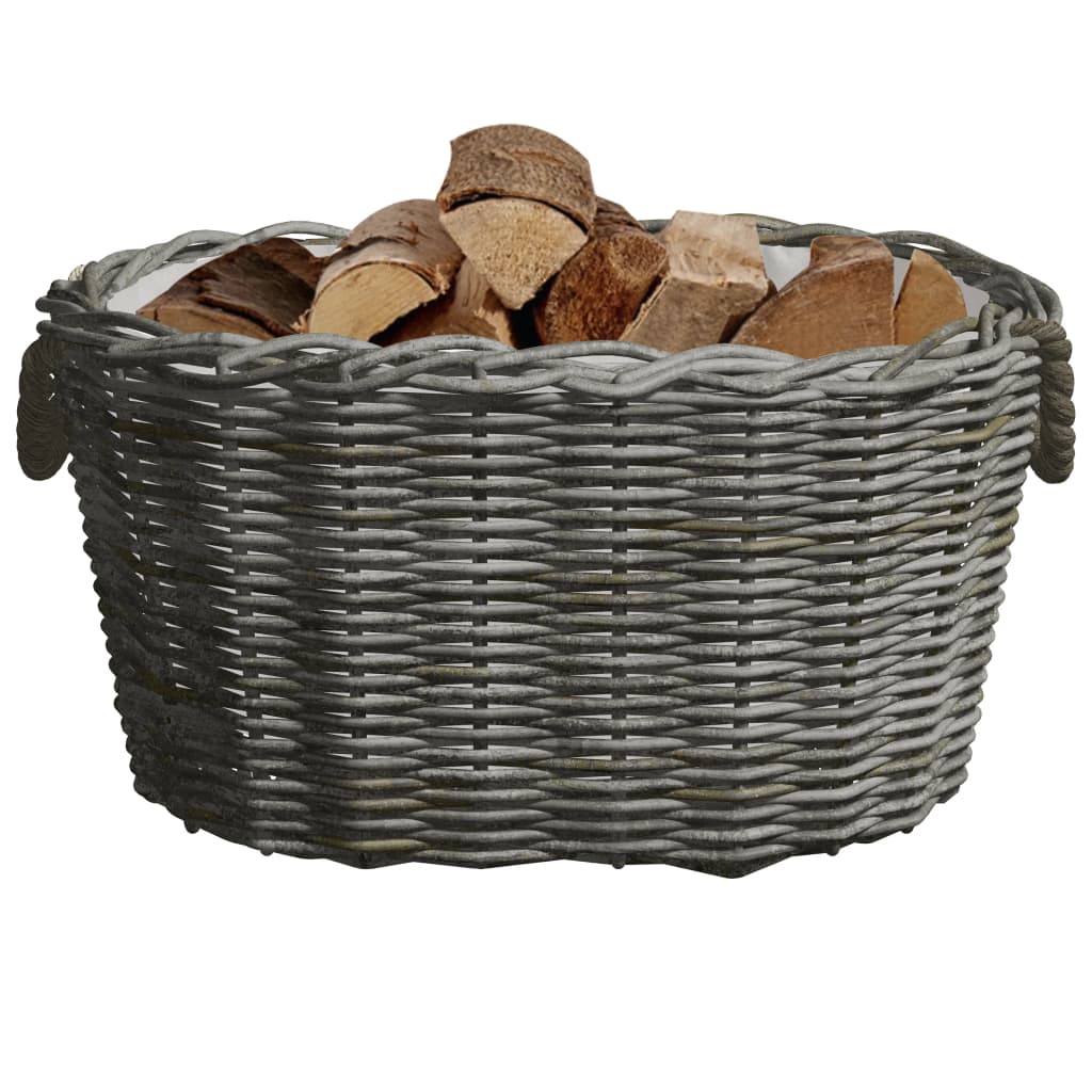 Cesta per Legna con Maniglie 60x40x28 cm Grigia in Salice - homemem39