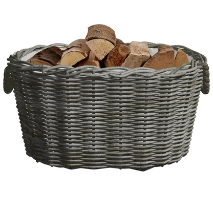 Cesta per Legna con Maniglie 60x40x28 cm Grigia in Salice - homemem39