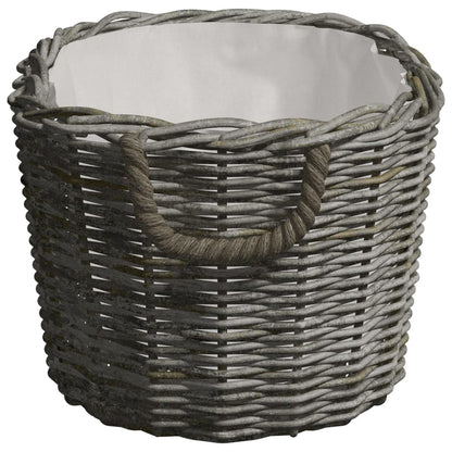 Cesta per Legna con Maniglie 60x40x28 cm Grigia in Salice - homemem39