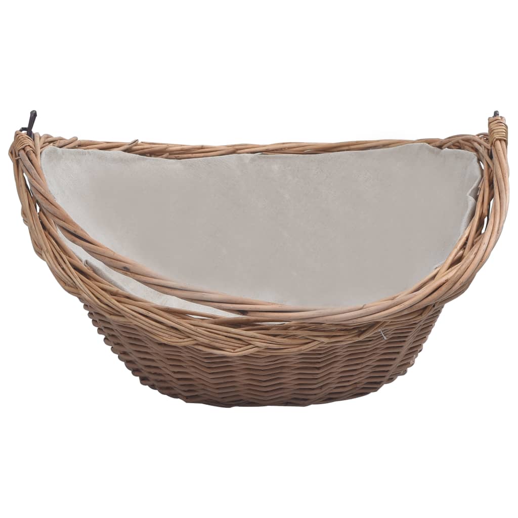 Cesta Legna da Ardere con Manico 57x46,5x52cm Marrone in Salice - homemem39