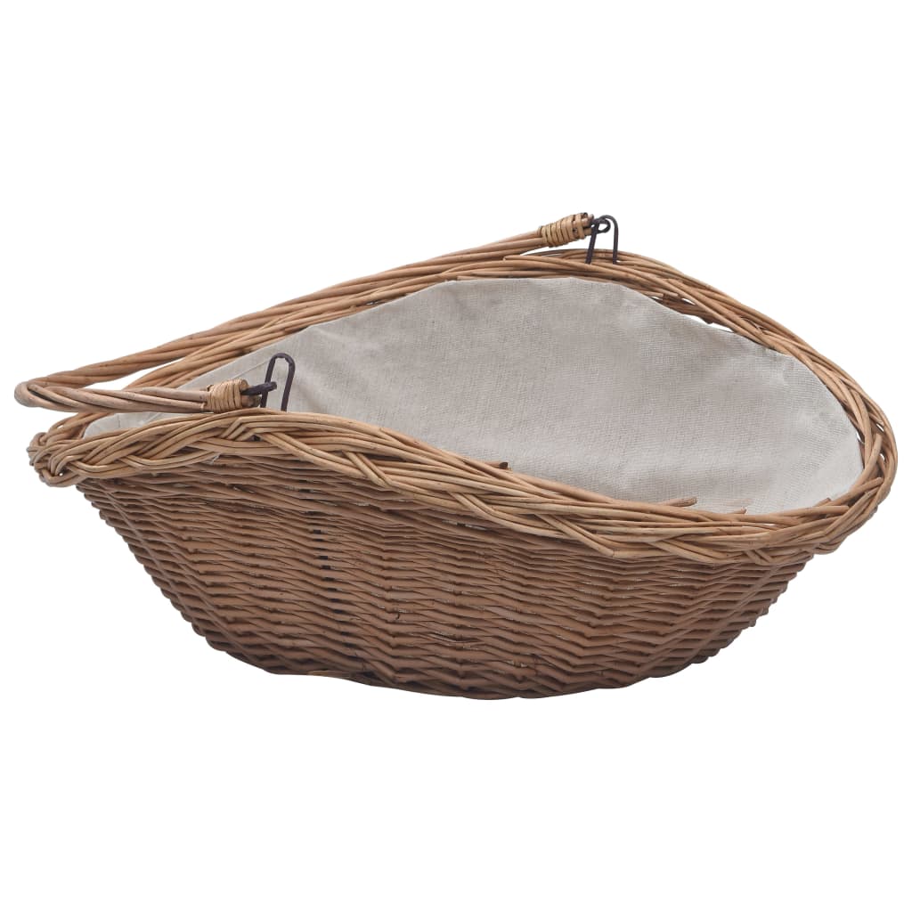 Cesta Legna da Ardere con Manico 57x46,5x52cm Marrone in Salice - homemem39