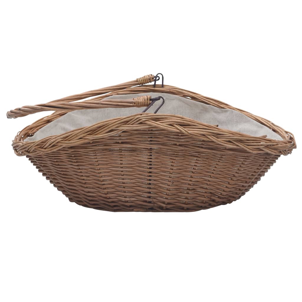 Cesta Legna da Ardere con Manico 57x46,5x52cm Marrone in Salice - homemem39