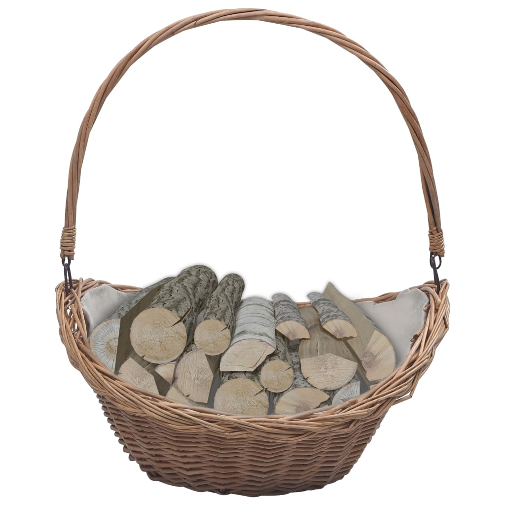 Cesta Legna da Ardere con Manico 57x46,5x52cm Marrone in Salice - homemem39