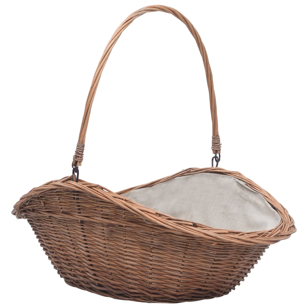 Cesta Legna da Ardere con Manico 60x44x55 cm Naturale in Salice - homemem39