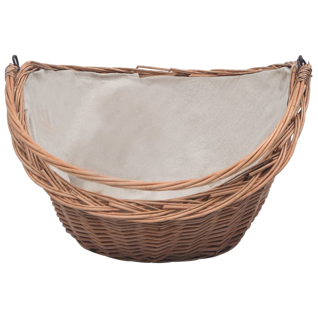 Cesta Legna da Ardere con Manico 60x44x55 cm Naturale in Salice - homemem39