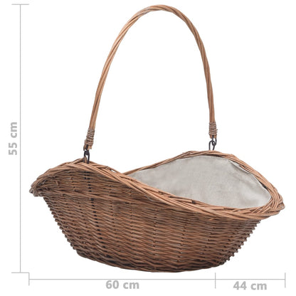 Cesta Legna da Ardere con Manico 60x44x55 cm Naturale in Salice - homemem39