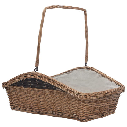 Cesta Legna da Ardere con Manico 61,5x46,5x58cm Marrone Salice - homemem39