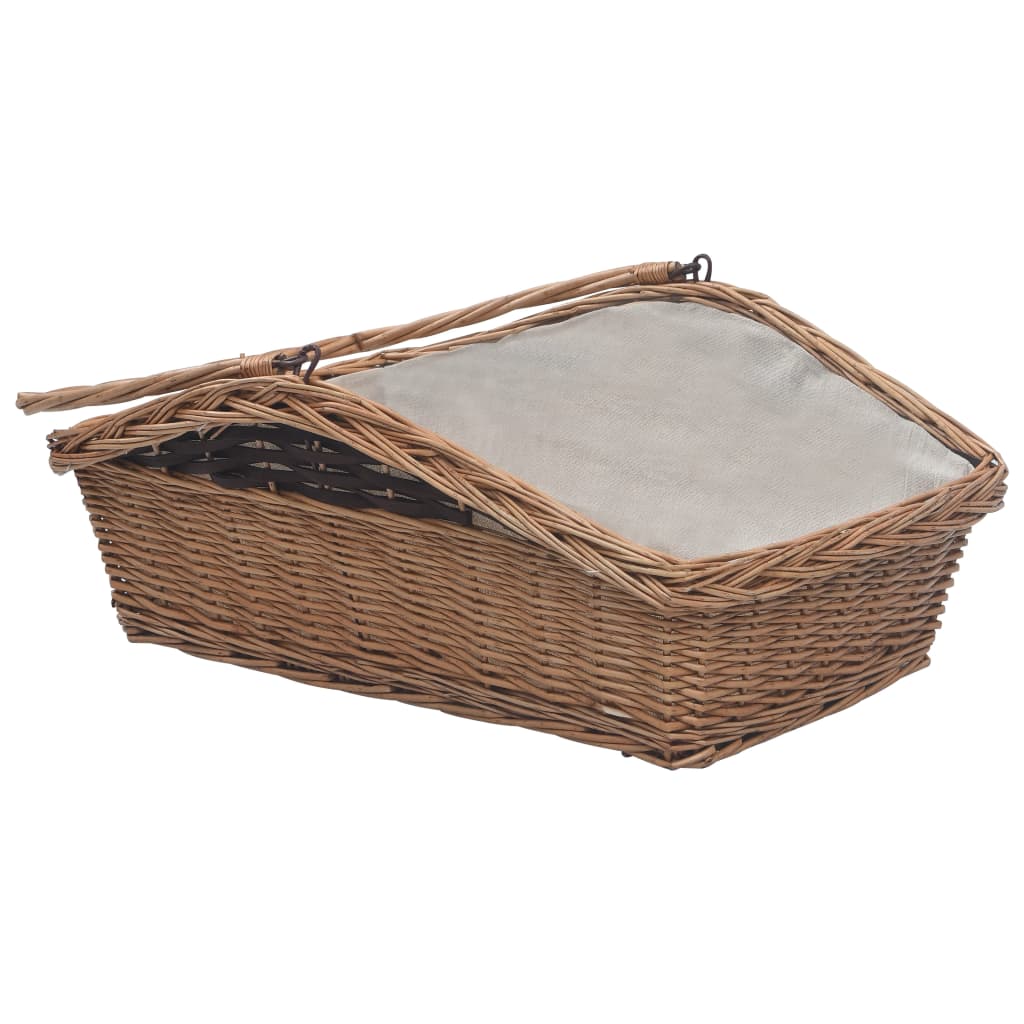 Cesta Legna da Ardere con Manico 61,5x46,5x58cm Marrone Salice - homemem39