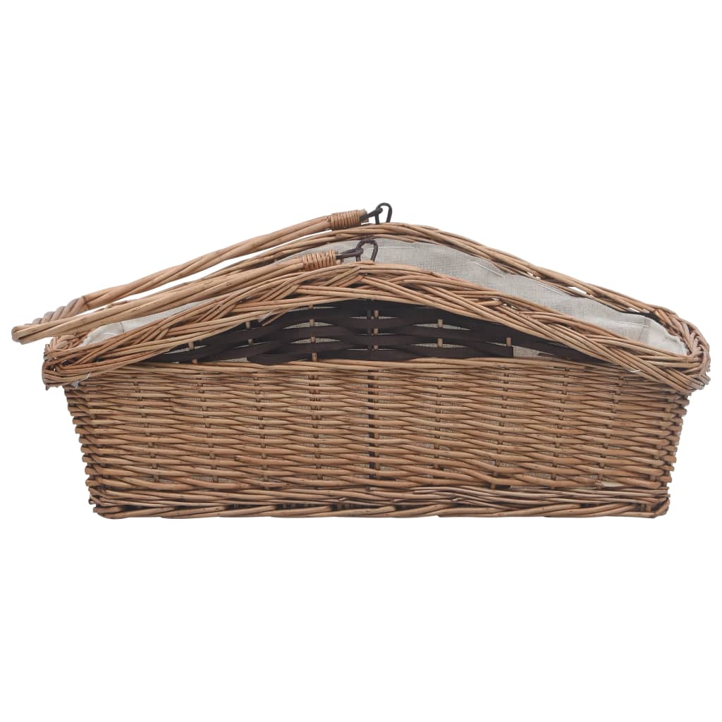 Cesta Legna da Ardere con Manico 61,5x46,5x58cm Marrone Salice - homemem39