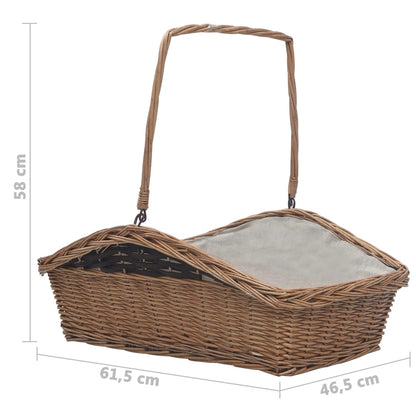 Cesta Legna da Ardere con Manico 61,5x46,5x58cm Marrone Salice - homemem39