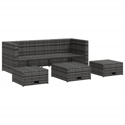 Set Divani da Giardino 4 pz con Cuscini in Polyrattan Grigio - homemem39