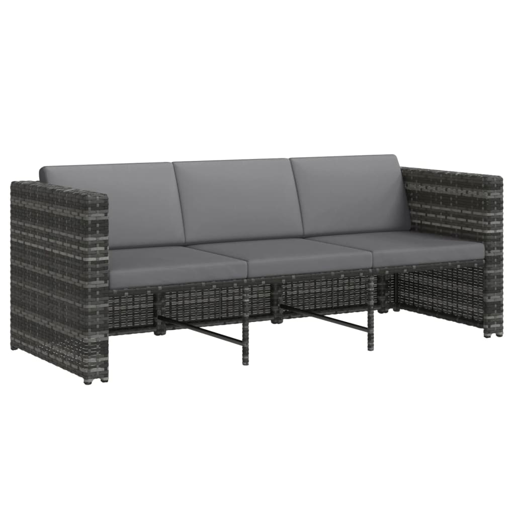 Set Divani da Giardino 4 pz con Cuscini in Polyrattan Grigio - homemem39