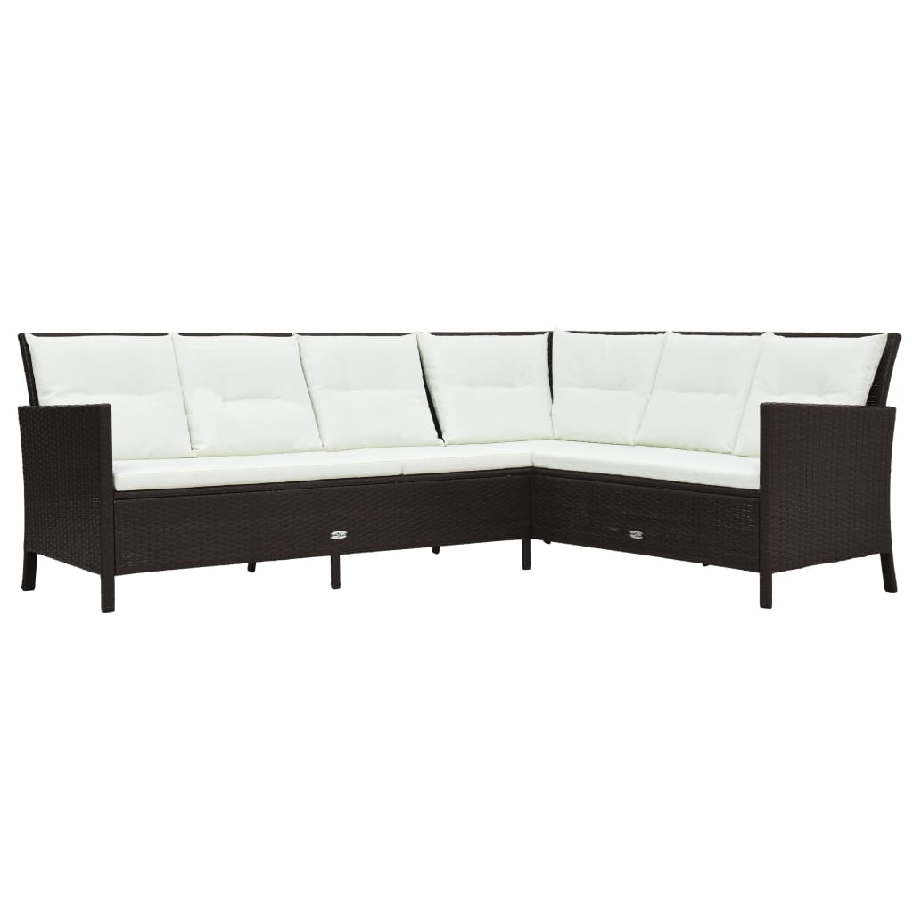 Set Divani da Giardino 3 pz con Cuscini in Polyrattan Marrone - homemem39