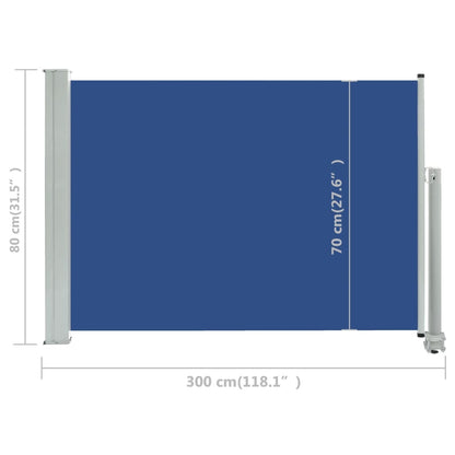 Tenda Laterale Retrattile per Patio 80x300 cm Blu - homemem39