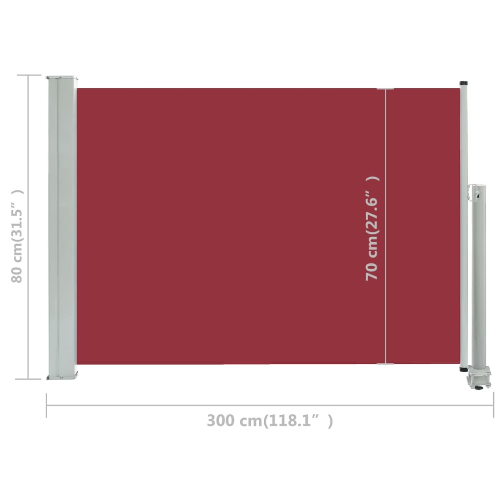 Tenda Laterale Retrattile per Patio 80x300 cm Rosso - homemem39