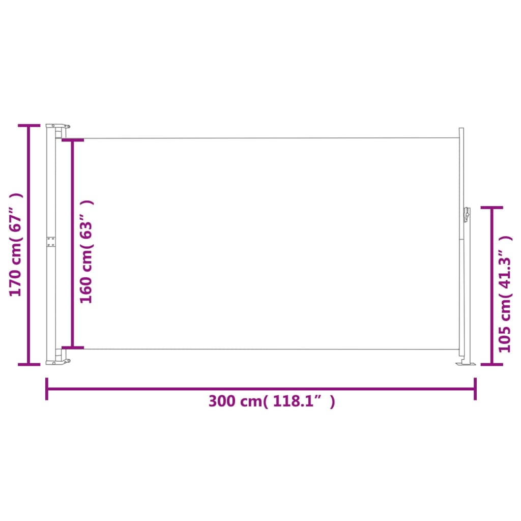 Tenda Laterale Retrattile per Patio 170x300 cm Nera - homemem39