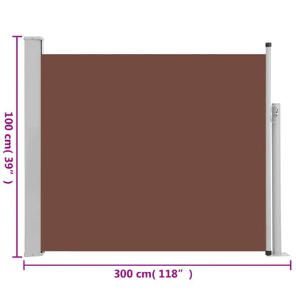 Tenda Laterale Retrattile per Patio 100x300 cm Marrone - homemem39