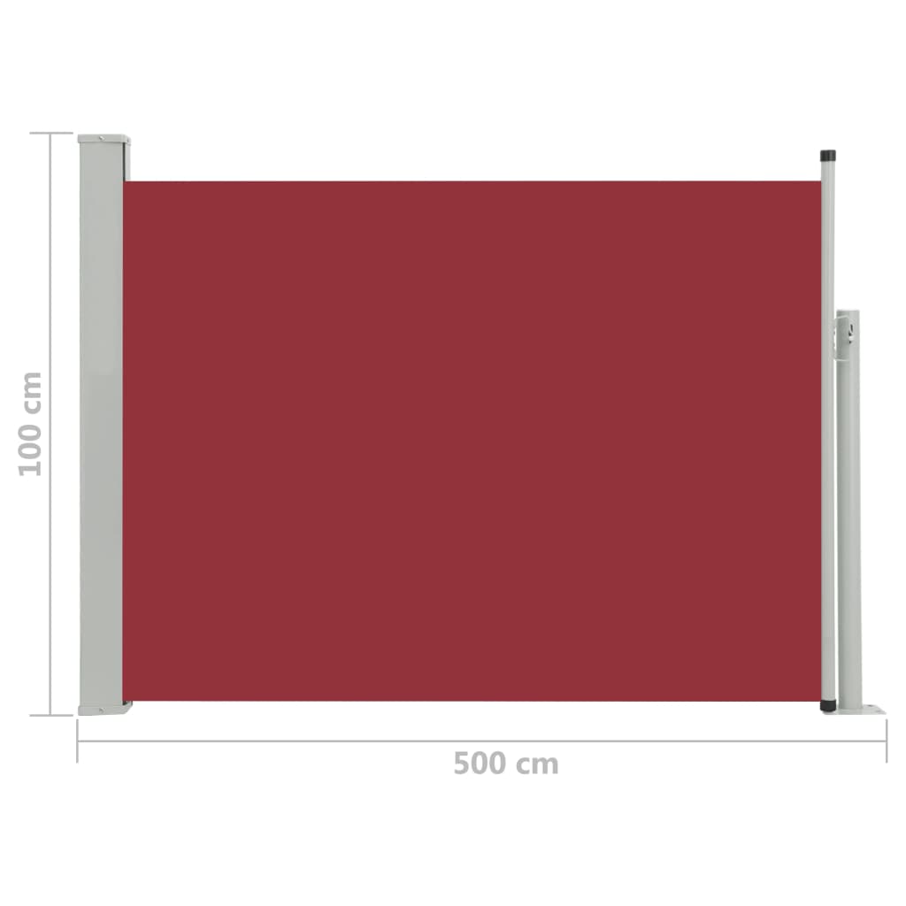 Tenda Laterale Retrattile per Patio 100x500 cm Rosso - homemem39