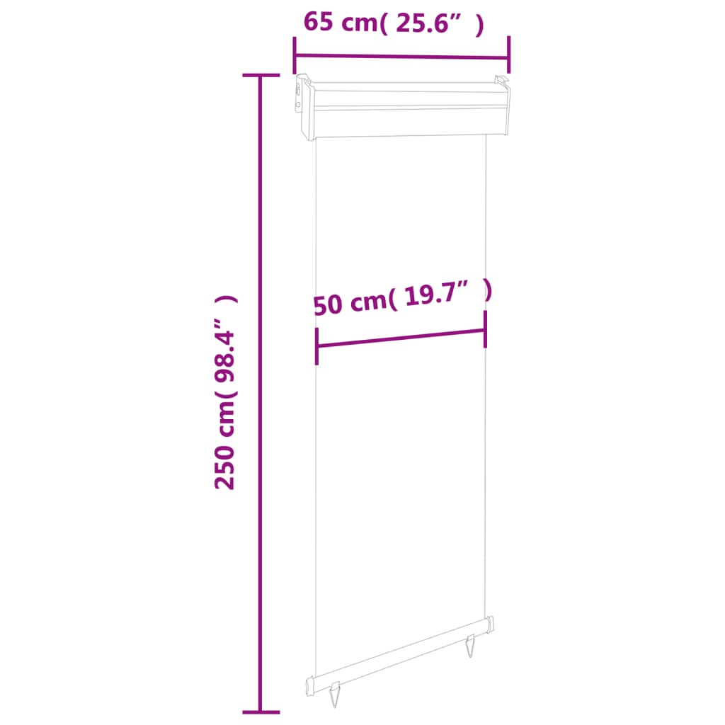 Tendalino Laterale per Balcone 65x250 cm Marrone - homemem39